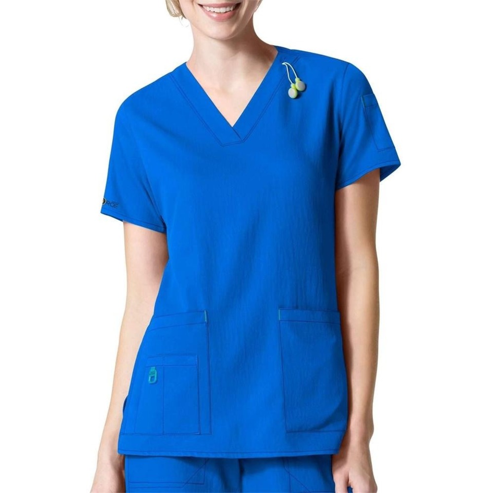 Carhartt‎ Vital Blue Scrub Top Medical Uniform Work Wear V Neck Nurse